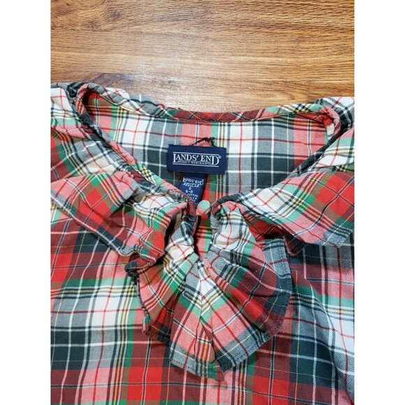 Vtge‎ Lands End Red Plaid Womans Size S Ruffle Neck Nightgown - Picture 4 of 5